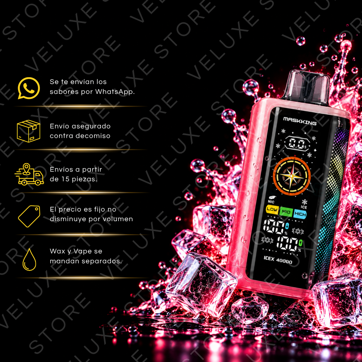 Maskking IceX -  40,000 puffs (Con seguro)
