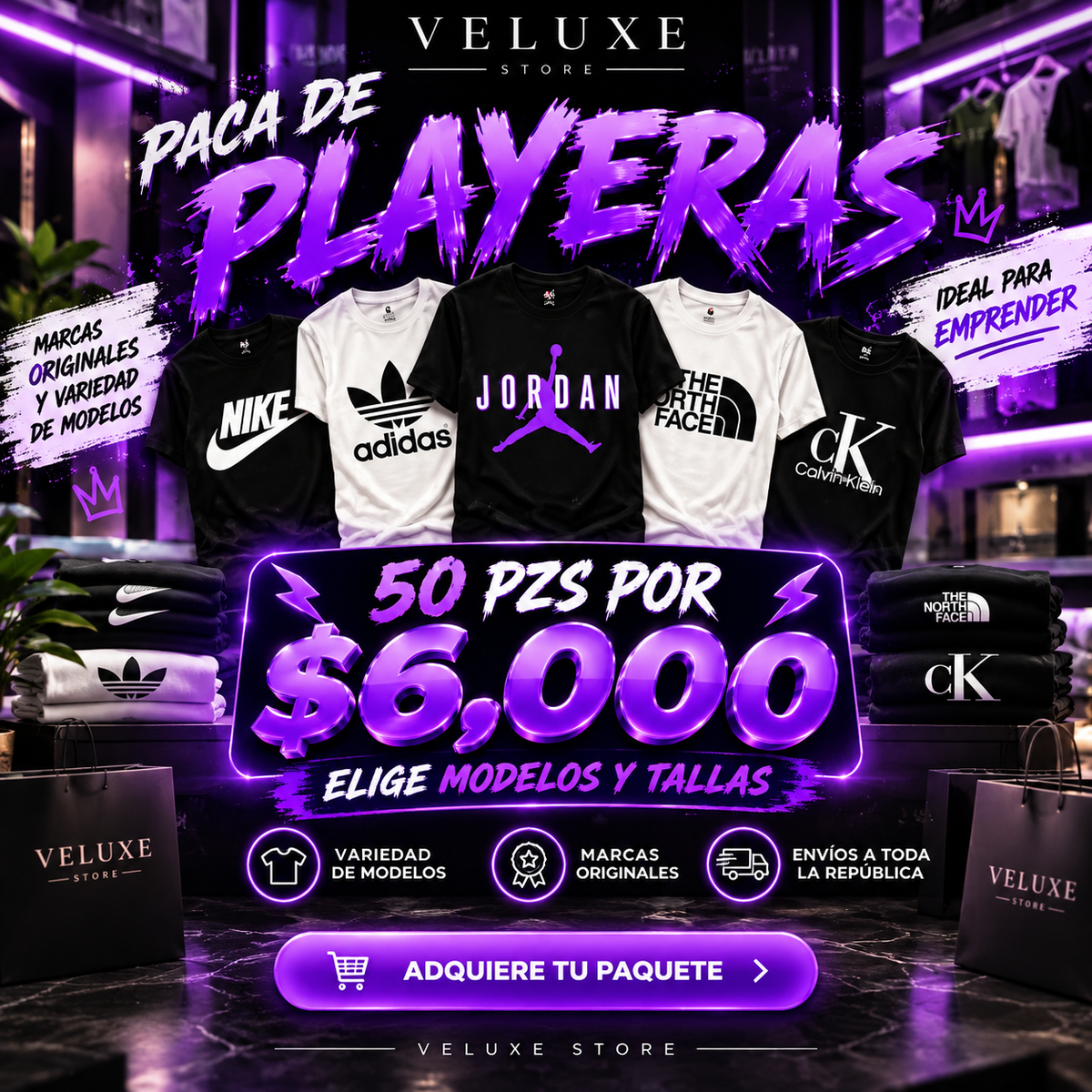 Paca de playeras surtida